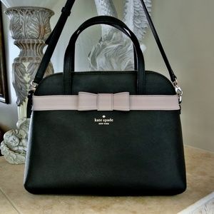 Kate Spade Large Tote Black with Pink Bow Accent